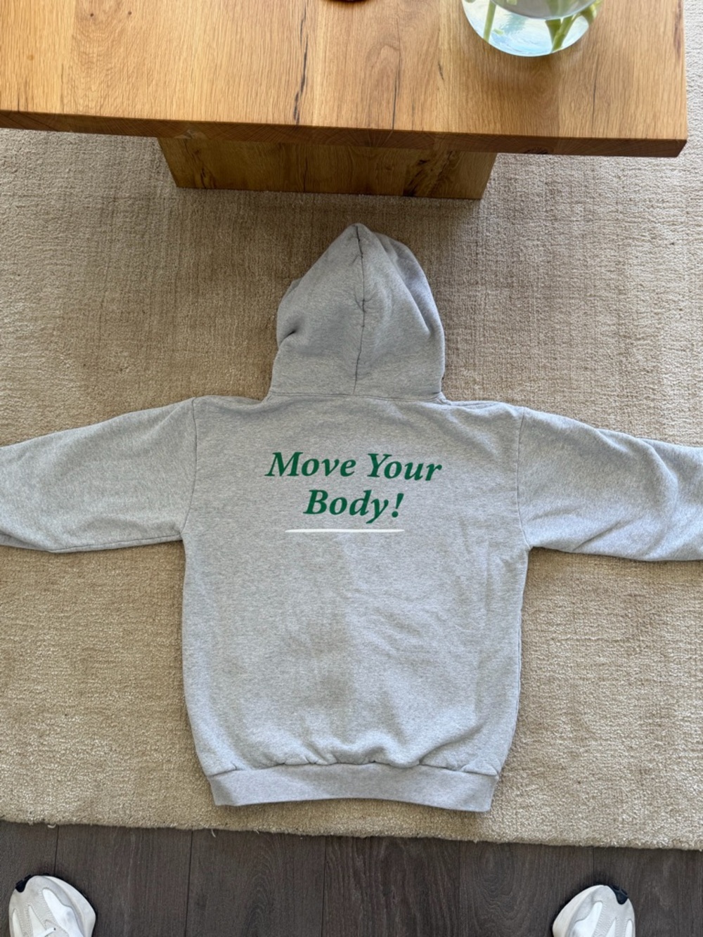 Sporty & Rich Heather Gray Hoodie “move your body”
